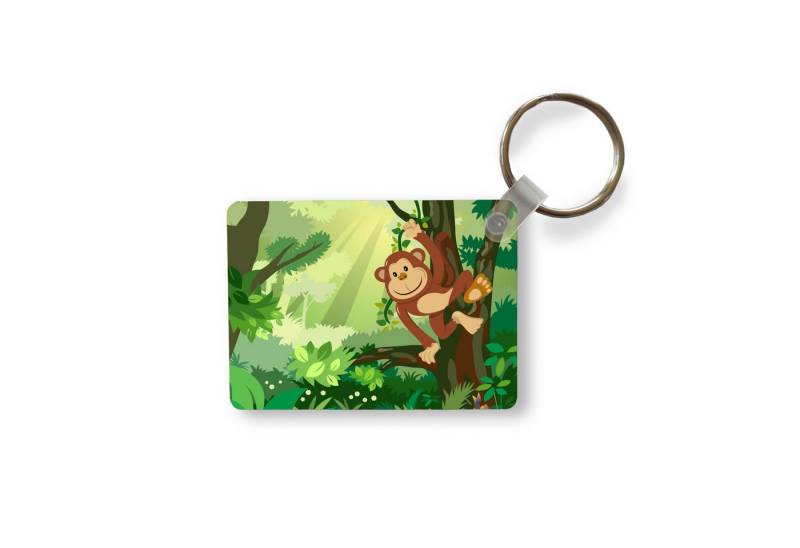 MuchoWow Schlüsselanhänger Affe - Dschungel - Jungen - Mädchen - Blumen - Kinder, Rechteckig mit Schlüsselring, Geschenk, Accessoire, 6x4 cm MuchoWow Schlüsselanhänger Affe - Dschungel - Jungen - Mädchen - Blumen - Kinder, Rechteckig mit Schlüsselring, Geschenk, Accessoire, 6x4 cm von MuchoWow