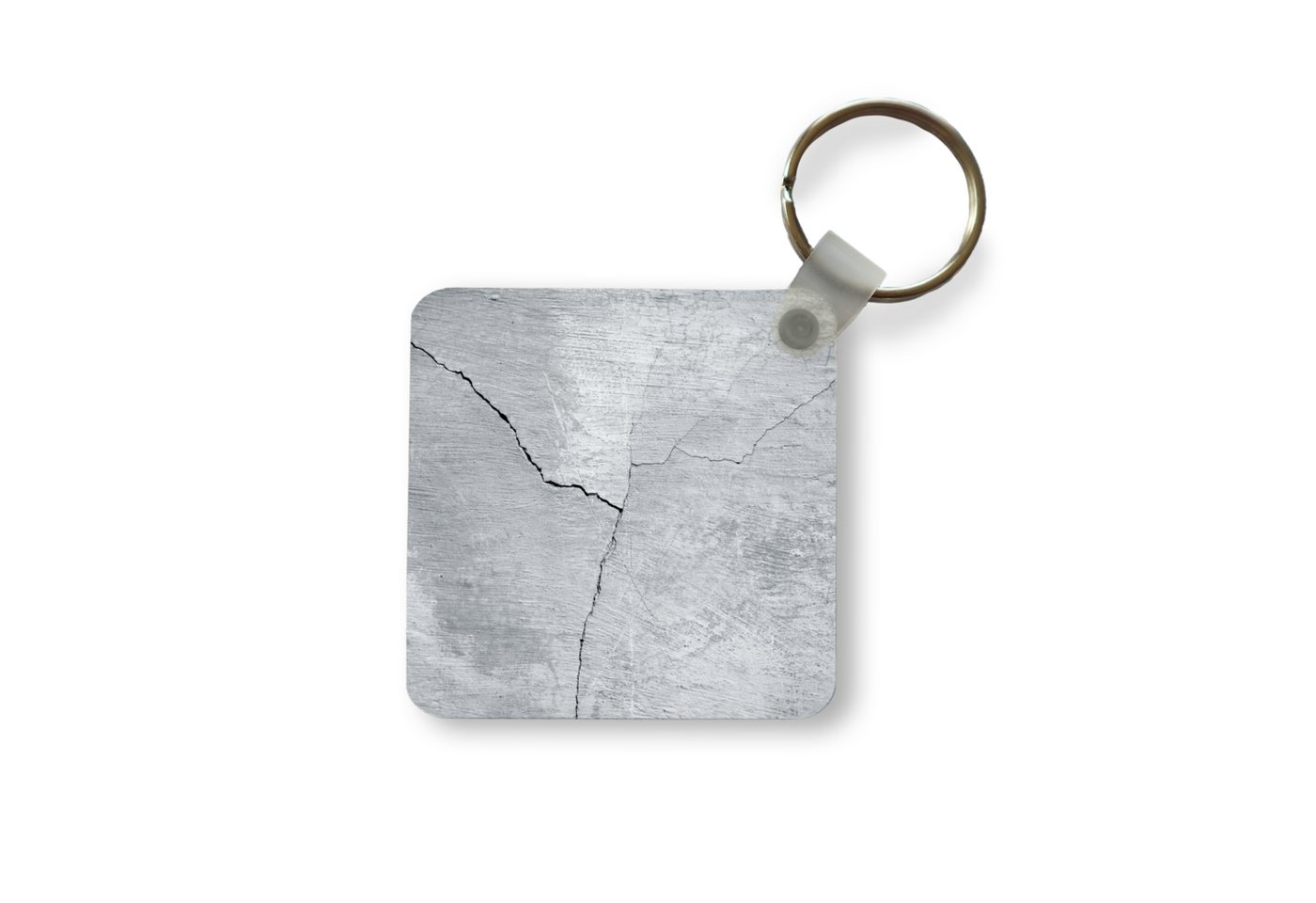 MuchoWow Schlüsselanhänger Beton - Riss - Grau, Quadratisch, Accessoire Auto / Haus / Rucksack / Handtasche, 5x5 cm von MuchoWow