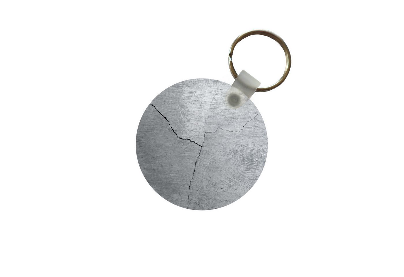 MuchoWow Schlüsselanhänger Beton - Riss - Grau, Rund, Geschenk für Damen / Herren / Kinder mit Schlüsselring, 5x5 cm von MuchoWow