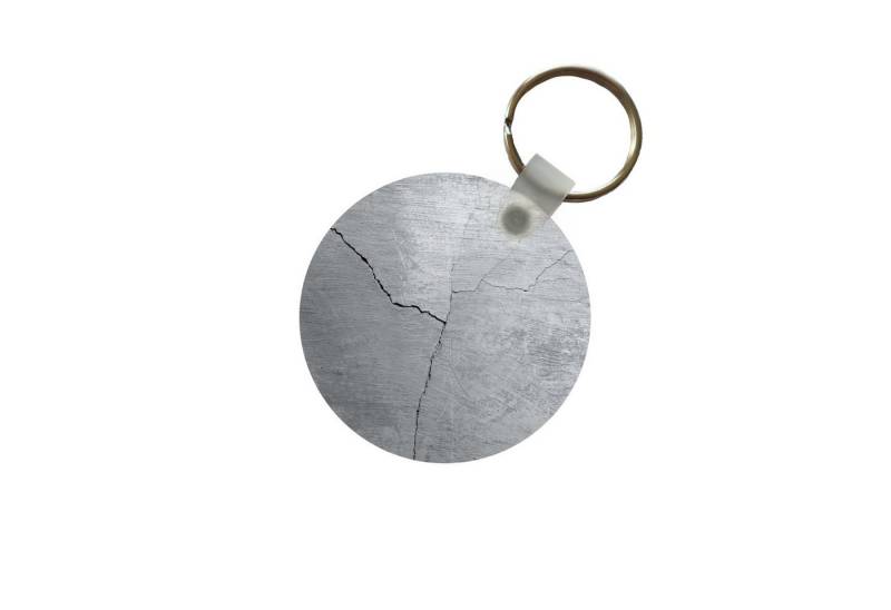 MuchoWow Schlüsselanhänger Beton - Riss - Grau, Rund, Geschenk für Damen / Herren / Kinder mit Schlüsselring, 5x5 cm von MuchoWow