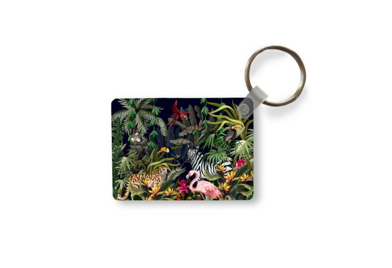 MuchoWow Schlüsselanhänger Dschungeltiere - Natur - Jungen - Mädchen - Flamingo - Zebra, Rechteckig mit Schlüsselring, Geschenk, Accessoire, 6x4 cm MuchoWow Schlüsselanhänger Dschungeltiere - Natur - Jungen - Mädchen - Flamingo - Zebra, Rechteckig mit Schlüsselring, Geschenk, Accessoire, 6x4 cm von MuchoWow