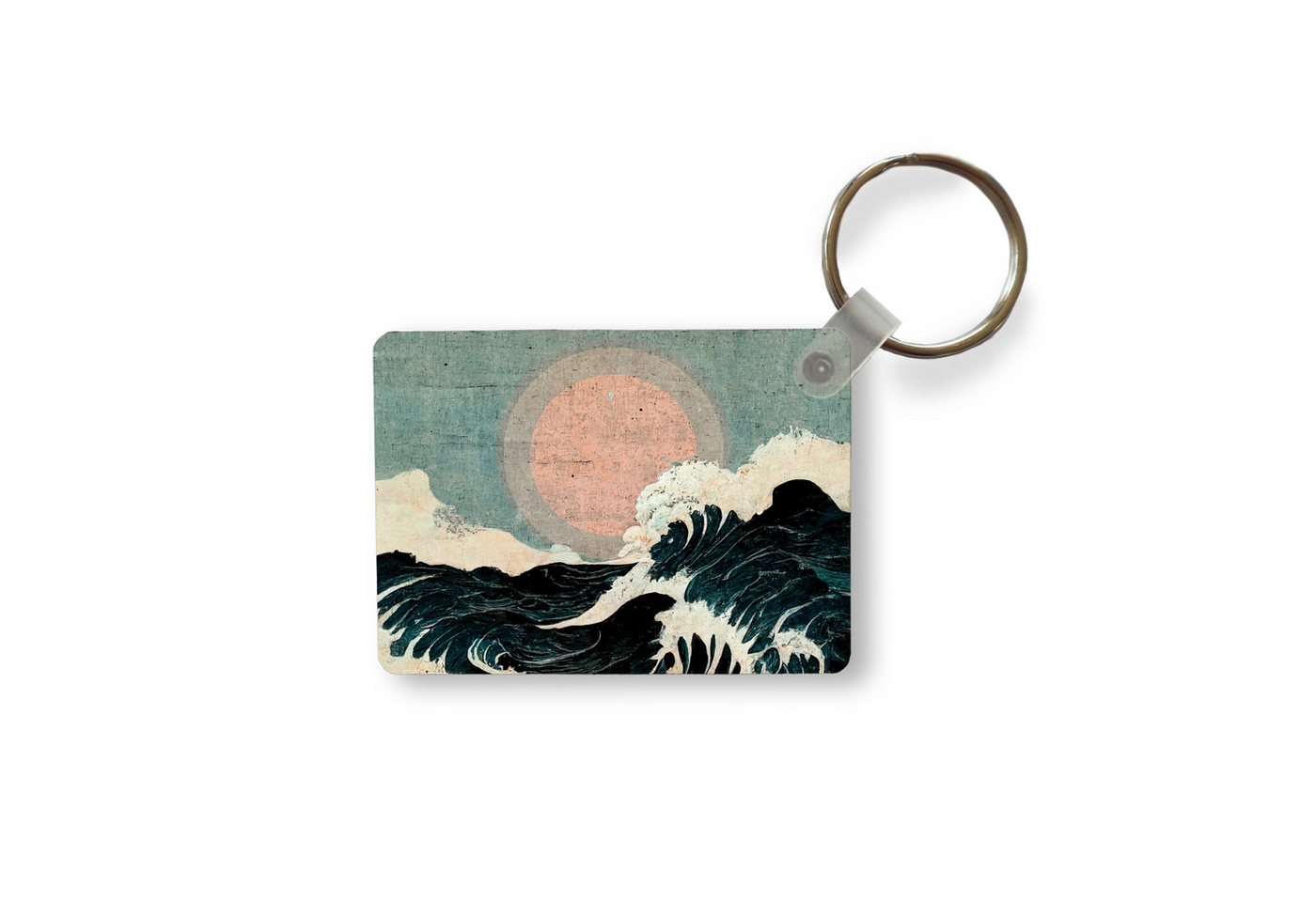 MuchoWow Schlüsselanhänger Jahrgang - Meer - Wellen - Sonne, Rechteckig mit Schlüsselring, Geschenk, Accessoire, 6x4 cm MuchoWow Schlüsselanhänger Jahrgang - Meer - Wellen - Sonne, Rechteckig mit Schlüsselring, Geschenk, Accessoire, 6x4 cm von MuchoWow
