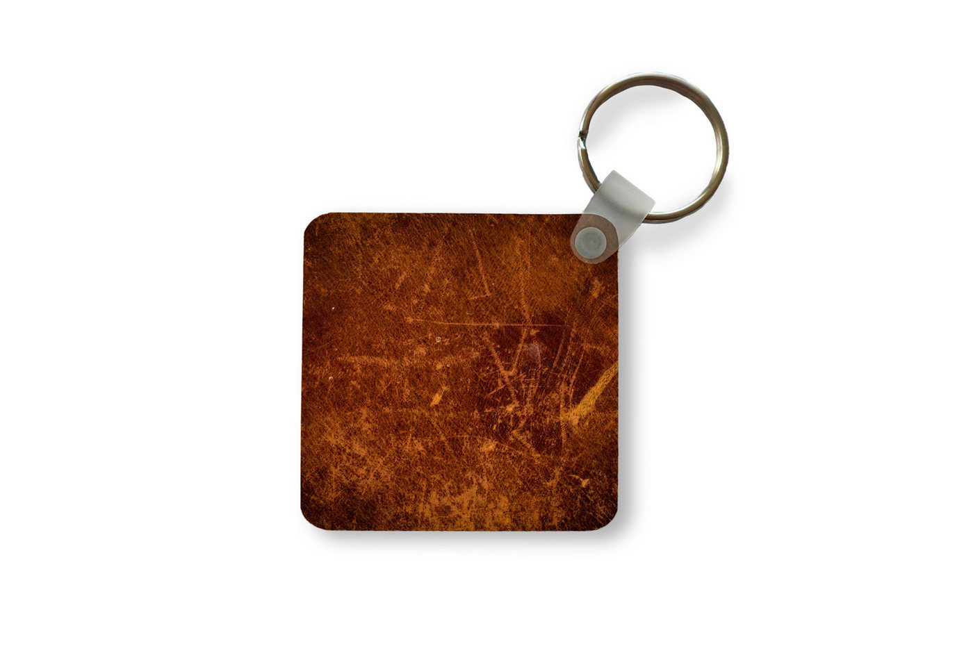 MuchoWow Schlüsselanhänger Leder - Lederoptik - Braun - Orange, Quadratisch, Accessoire Auto / Haus / Rucksack / Handtasche, 5x5 cm von MuchoWow