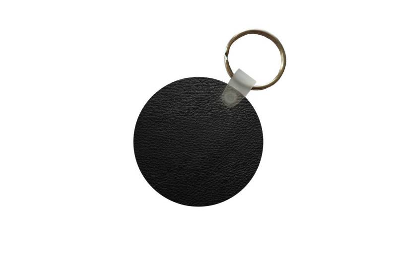 MuchoWow Schlüsselanhänger Leder - Lederoptik - Schwarz - Grau, Rund, Geschenk für Damen / Herren / Kinder mit Schlüsselring, 5x5 cm von MuchoWow