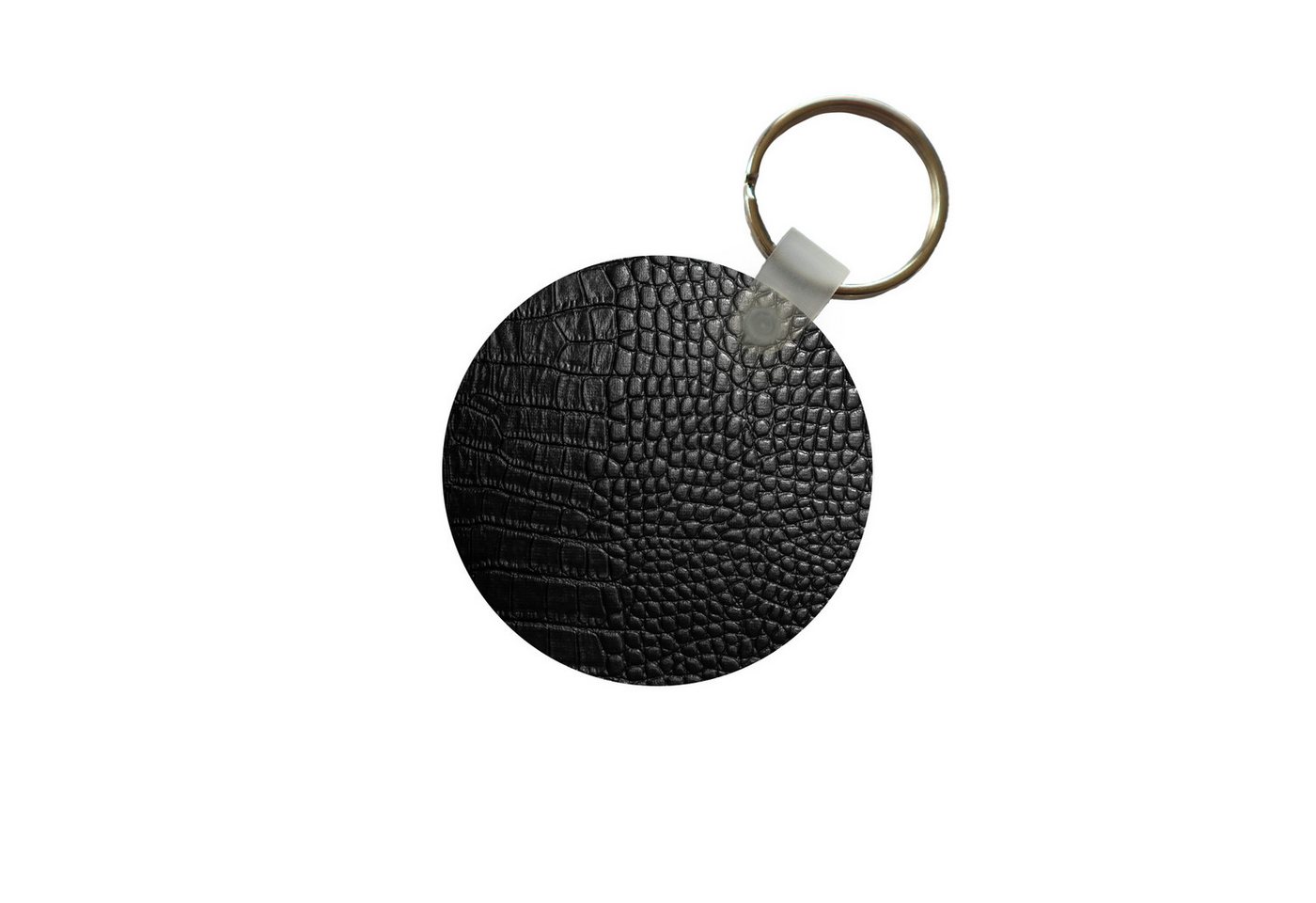 MuchoWow Schlüsselanhänger Leder - Strukturiert - Schwarz - Grau, Rund, Geschenk für Damen / Herren / Kinder mit Schlüsselring, 5x5 cm von MuchoWow