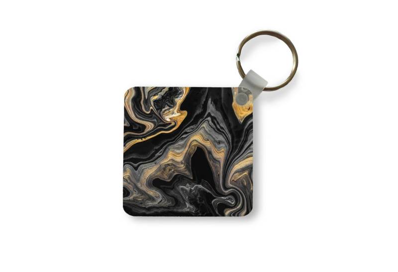 MuchoWow Schlüsselanhänger Marmor - Acryl - Gold - Luxus - Abstrakt, Quadratisch, Accessoire Auto / Haus / Rucksack / Handtasche, 5x5 cm von MuchoWow