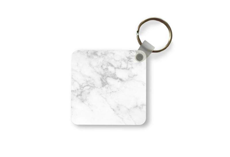 MuchoWow Schlüsselanhänger Marmor - Weiß - Grau - Luxus - Marmoroptik - Stein, Quadratisch, Accessoire Auto / Haus / Rucksack / Handtasche, 5x5 cm von MuchoWow