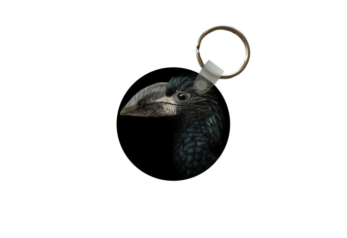 MuchoWow Schlüsselanhänger Vogel - Porträt - Hornvogel - Schwarz - Tiere, Rund, Geschenk für Damen / Herren / Kinder mit Schlüsselring, 5x5 cm MuchoWow Schlüsselanhänger Vogel - Porträt - Hornvogel - Schwarz - Tiere, Rund, Geschenk für Damen / Herren / Kinder mit Schlüsselring, 5x5 cm von MuchoWow