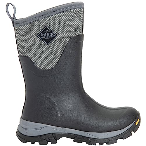 Muck Boots Damen Arctic Ice Mid AGAT Gummistiefel, Schwarz/Grau/Geometrisch, 37 EU von Muck Boots