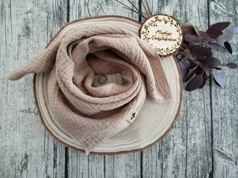 Halstuch Musselintuch Für Babys Und Kleinkinder in Creme Beige Camel 50 X cm Ab 5 Monate Bis 4 Jahre Tragbar von MuckysNaehstuebchen