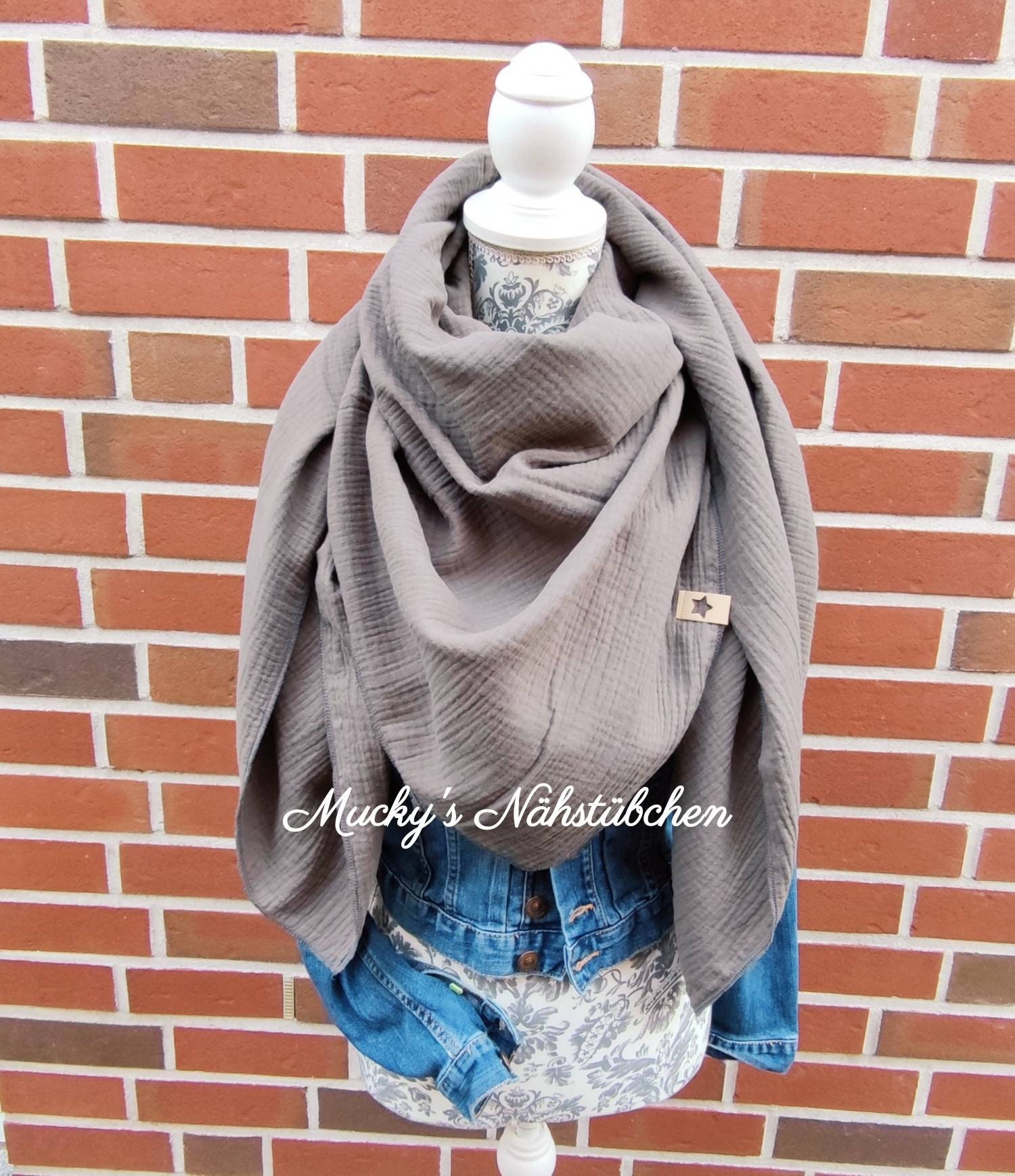 Xxl Musselintuch Schal in Dunkelgrau Ca. 135 X cm von MuckysNaehstuebchen