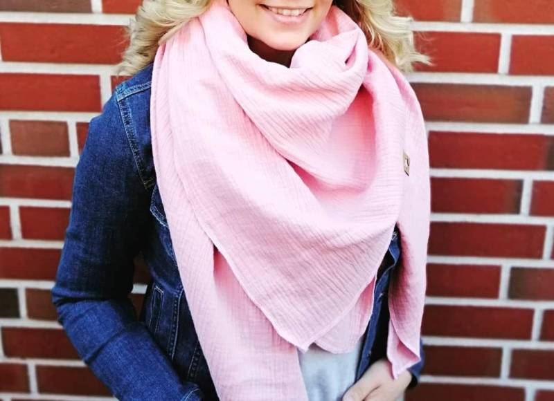 Xxl Musselintuch Schal in Rosa Ca.135 X 135 cm von MuckysNaehstuebchen