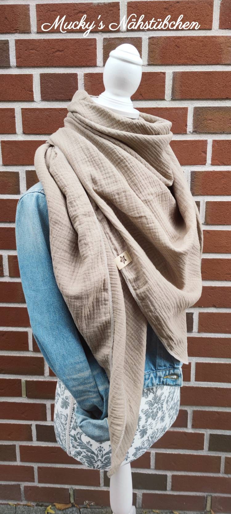 Xxl Musselintuch Schal in Sand Beige Kamel Ca. 135 X cm von MuckysNaehstuebchen