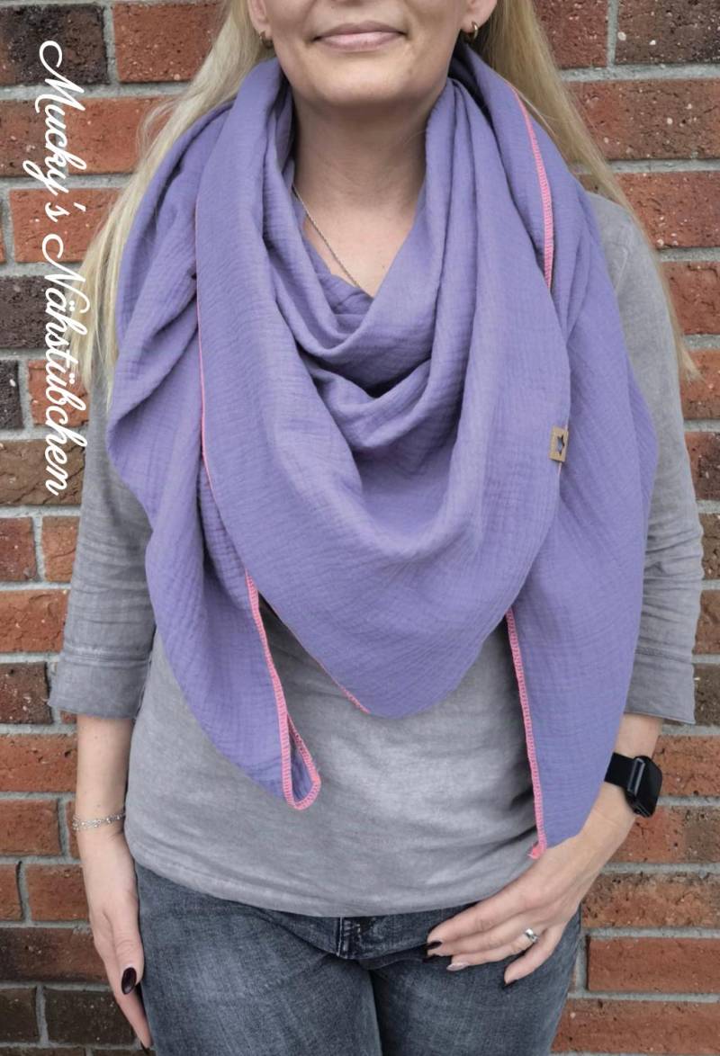 Xxl Schal Musselintuch in Lila Pink Ca. 135 X cm von MuckysNaehstuebchen