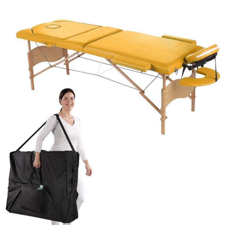 Mucola Massageliege 3 ZONEN MOBILE MASSAGELIEGE MIT TASCHE LIEGE KLAPPBAR GELB (Stück, 2-St., Liege), inkl Tasche von Mucola