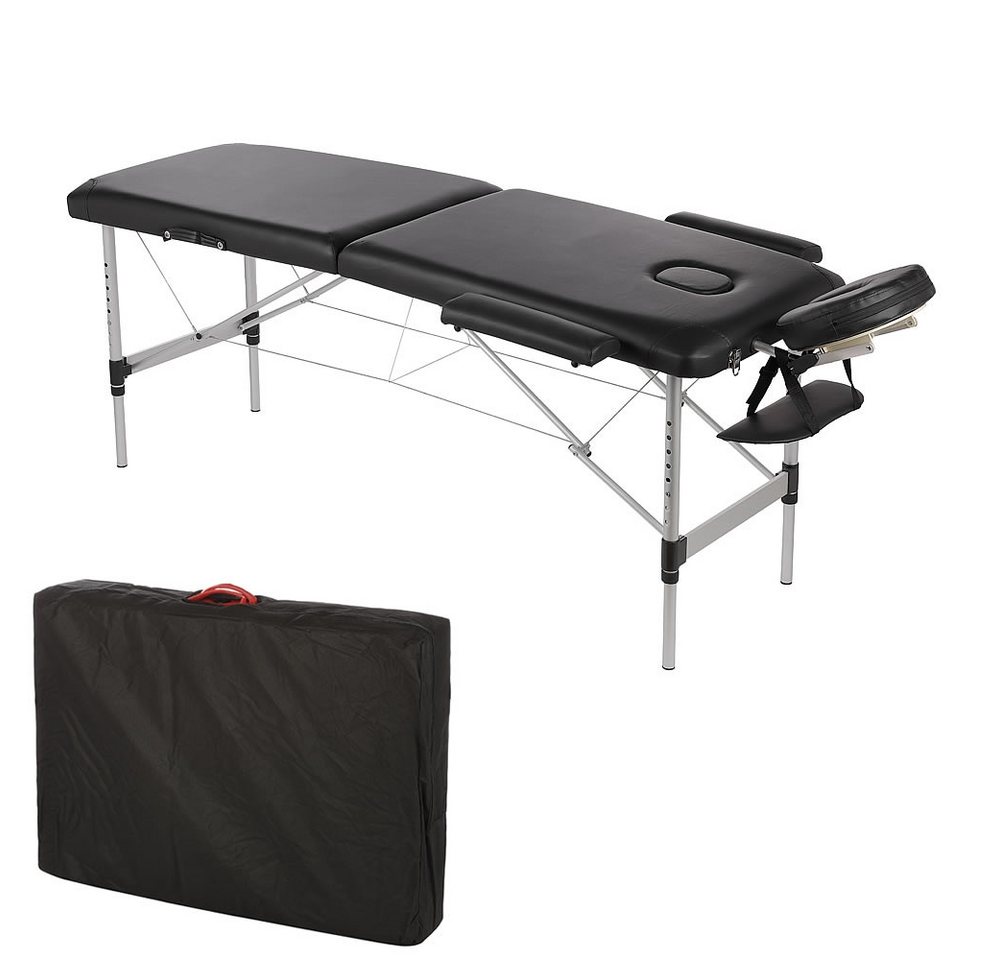 Mucola Massageliege Massageliege Aluminium 2 Zonen schwarz Massagebank klappbar Therapie (Stück, Premium-Massageliege), Abnehmbare Elemente von Mucola