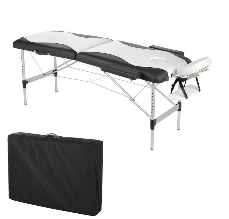 Mucola Massageliege Massageliege Aluminium 2 Zonen schwarz Massagebank klappbar Therapie (Stück, 1-St., Premium-Massageliege), Abnehmbare Elemente von Mucola