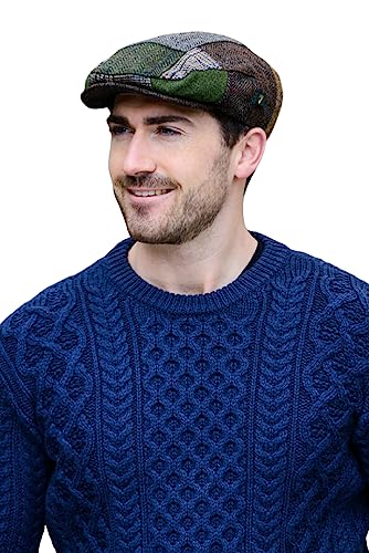 Irish Tweed Patch Cap Trinity Style 100% Irish Wool Made in Irland - Mehrfarbig - MEDIUM von Mucros Weavers