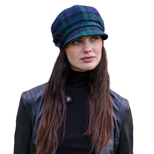 Mucros Weavers Damen Newsboy Hut (Blackwatch-Tartan) von Mucros Weavers