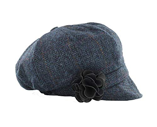 Mucros Weavers Damen Newsboy Hut (Blaues Fischgrätmuster) von Mucros Weavers