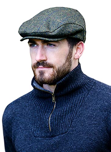 Mucros Weavers Irische Schiebermütze für Herren, hergestellt in Irland, 100% irischer Tweed, Grün, Grün, XX-Large von Mucros Weavers