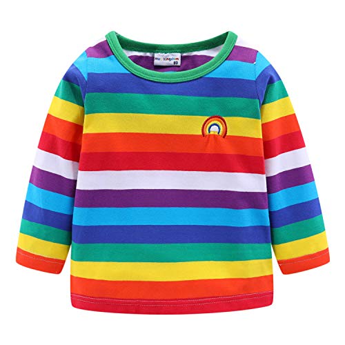 Mud Kingdom Kleiner Junge T-Shirts Regenbogen-Streifen Lange Ärmel Grün 6-12 Monate von Mud Kingdom