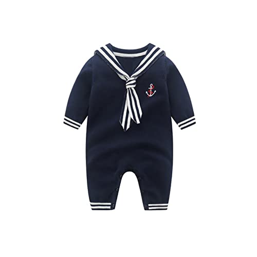 Mud Kingdom Boutique Baby Junge Nautical Pullover Strampler Marine Blau 9-12 Monate von Mud Kingdom