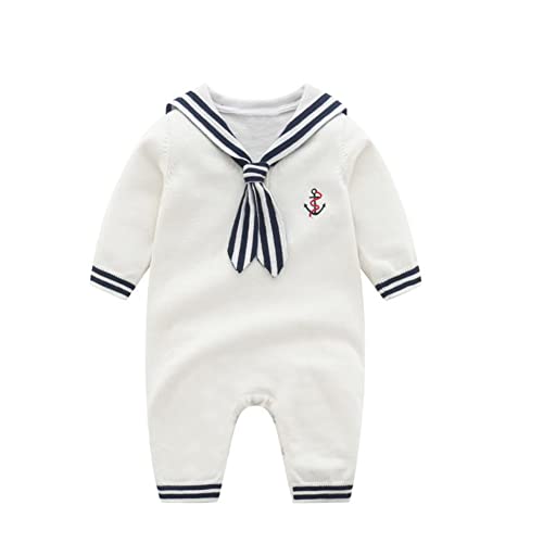 Mud Kingdom Boutique Baby Junge Nautical Pullover Strampler Weiß 9-12 Monate von Mud Kingdom