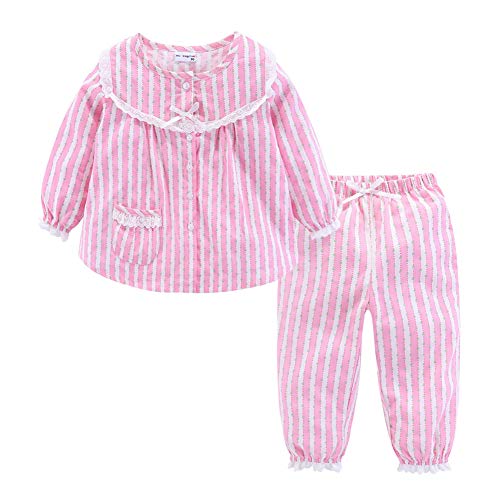 Mud Kingdom Boutique Kleinkind Mädchen Pyjama Outfit Spitzenkragen 3 Jahre Rosa von Mud Kingdom