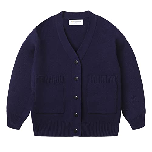 Mud Kingdom Cardigans Pullover für kleine Jungen V-Ausschnitt Strick Langarm Button Up Solid Navy Blue 6 Jahre von Mud Kingdom