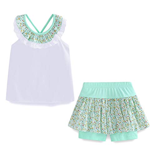 Mud Kingdom Cute Girl Outfits 10-12 Summer White Tank and Green Shorts von Mud Kingdom