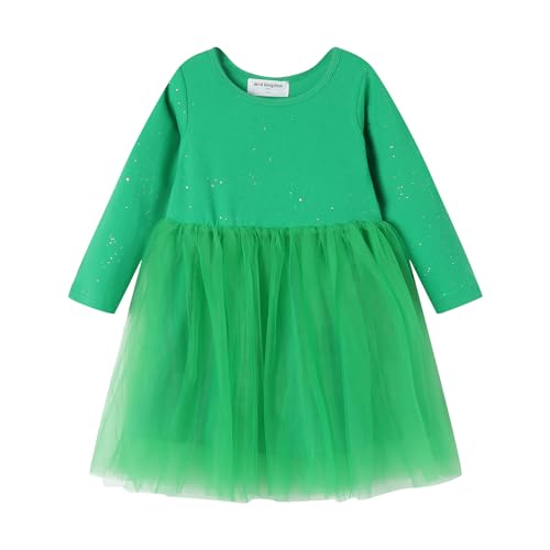 Mud Kingdom Funkelnd Kleine Mädchen Tutu Kleid Langarm Einfarbig Party Dunkelgrün 5 Jahre von Mud Kingdom