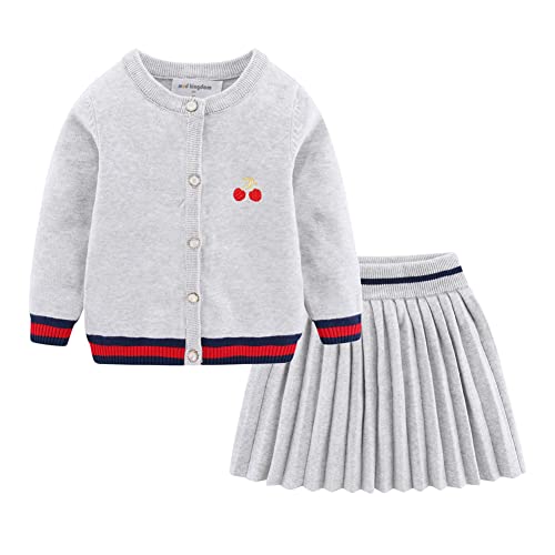 Mud Kingdom Girls Pullover Skirt Set Knit Embroidery Plissee Grey 6 years von Mud Kingdom
