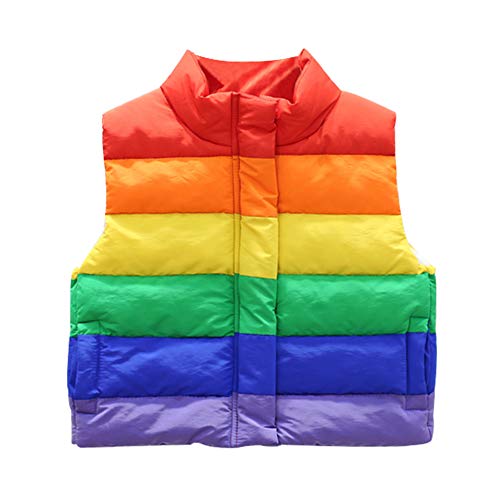 Mud Kingdom Große Mädchens Pufferweste Jacke Regenbogen Stripe 9 Jahre Süß von Mud Kingdom