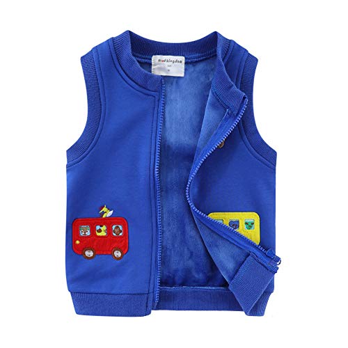 Mud Kingdom Jungen Mädchen Westen Fleece Lined Zip Up Cartoon Schulbus Blau 2 Jahre von Mud Kingdom