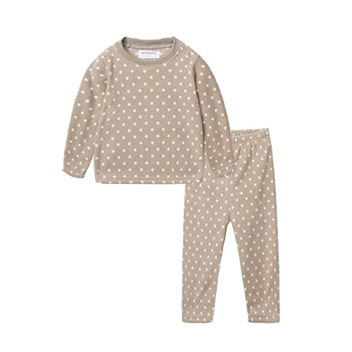 Mud Kingdom Jungen Schlafanzug Pyjama Kinder Baumwolle Zweiteiliger Schlafanzüge Set Herbst Winter Weihnachten Nachtwäsche Polar Fleece Khaki-Punkte 2 Jahre von Mud Kingdom