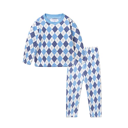 Mud Kingdom Jungen Schlafanzug Pyjama Kinder Baumwolle Zweiteiliger Schlafanzüge Set Herbst Winter Weihnachten Nachtwäsche Polar Fleece Rhombus Plaid 3 Jahre von Mud Kingdom