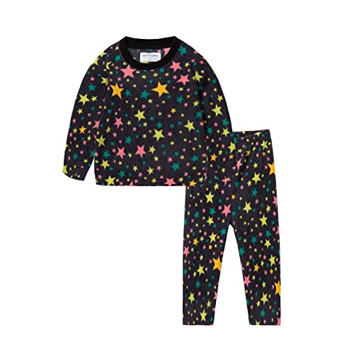 Mud Kingdom Jungen Schlafanzug Pyjama Kinder Baumwolle Zweiteiliger Schlafanzüge Set Herbst Winter Weihnachten Nachtwäsche Polar Fleece Schwarze Sterne 2 Jahre von Mud Kingdom