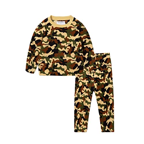 Mud Kingdom Jungen Schlafanzug Pyjama Kinder Baumwolle Zweiteiliger Schlafanzüge Set Herbst Winter Weihnachten Nachtwäsche Polar Fleece Tarnung 6 Jahre von Mud Kingdom