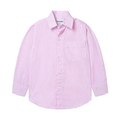 Mud Kingdom Kleine Jungen Hemd Langarm Shirts Button Down Klassische Stehkragen Frühling Herbst Rosa Streifen 7 Jahre von Mud Kingdom