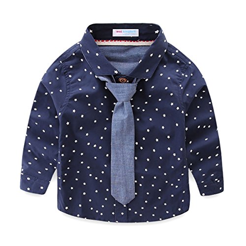 Mud Kingdom Kleine Jungen Hemd und Krawatte Set Süße Sterne 7 Jahre Navy Blau von Mud Kingdom