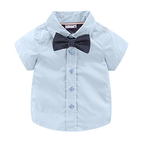 Mud Kingdom Kleine Jungen Kleid Hemden Kurzarm süß Sommer, S Uni Blau, 3 Jahre von Mud Kingdom