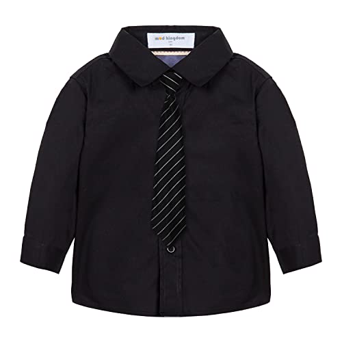 Mud Kingdom Kleine Jungen Marine Hemd und Krawatte Set Lässig Einfarbig Schwarz 3 Jahre von Mud Kingdom