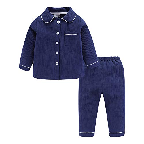 Mud Kingdom Kleine Jungen Pyjama Sets Halsband Knopf runter Blau 7-8 Jahre von Mud Kingdom