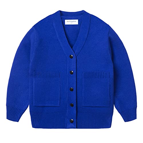 Mud Kingdom Kleine Jungen Strick Cardigan Pullover Basic Langarm V-Ausschnitt Klassisch Warm Solid Blue 5 Jahre von Mud Kingdom