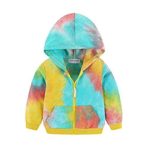 Mud Kingdom Kleine Jungs Jersey Full Zip Hoodie Fashion Tie Dye Gelb 4 Jahre von Mud Kingdom