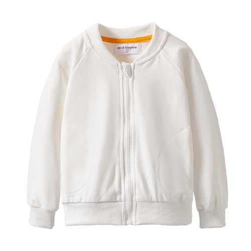 Mud Kingdom Kleine Mädchen Baseball-Jacken für Mädchen Reißverschluss Rundkragen Sweatshirts Langärmelig Sport-Cardigan Weiß 6 Jahre von Mud Kingdom