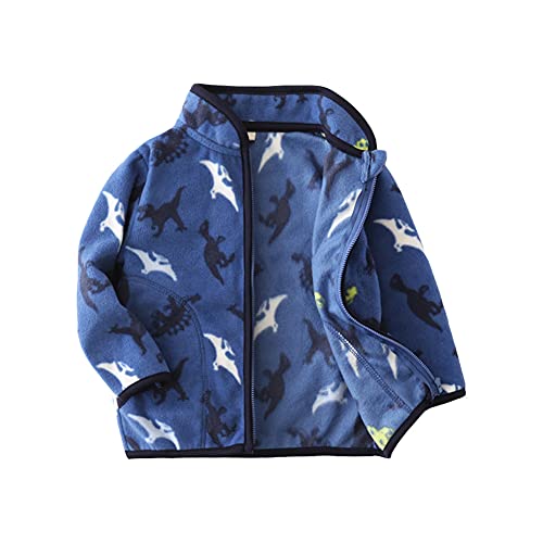 Mud Kingdom Kleine Mädchen Fleecejacke Stehkragen Cartoon Dinosaurier Druck Niedliche Oberbekleidung Blau 4 Jahre von Mud Kingdom