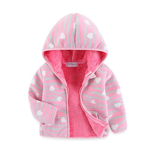 Mud Kingdom Kleine Mädchen Kapuzenjacke mit Vlies gefüttertem Reißverschluss Rosa Liebesherzen Warm Winter 6 Jahre von Mud Kingdom