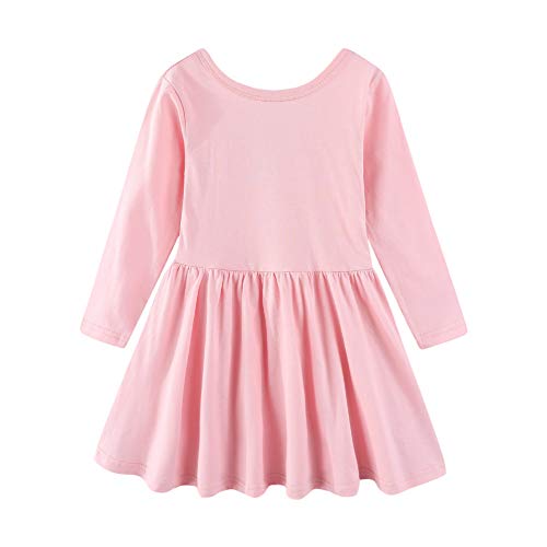 Mud Kingdom Kleine Mädchen Lange Ärmel Schmerzen Schwingen Kleid Rückenfrei Baumwolle Rosa 7-8 Jahre von Mud Kingdom